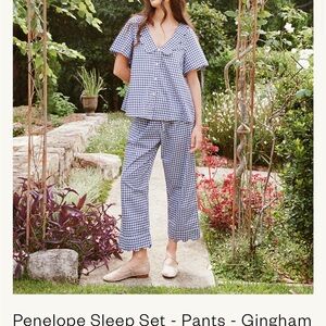 Penelope Gingham Sleep Set - Blue